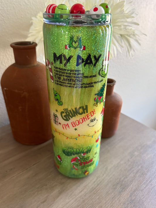 Green Guy Glitter Tumbler – Holiday Fun Edition