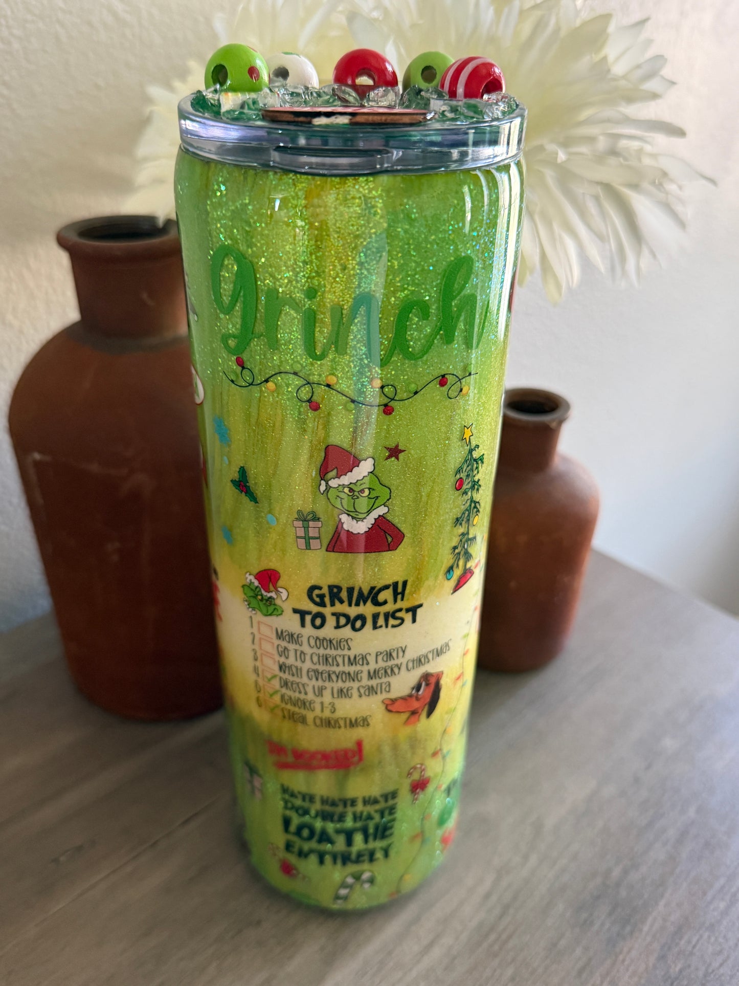 Green Guy Glitter Tumbler – Holiday Fun Edition