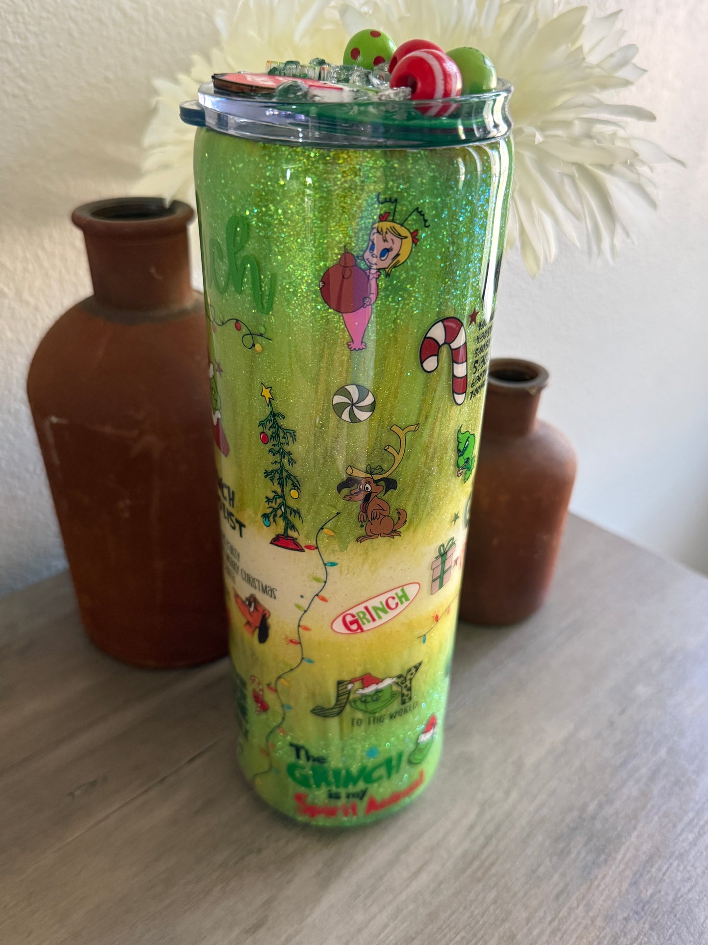 Green Guy Glitter Tumbler – Holiday Fun Edition