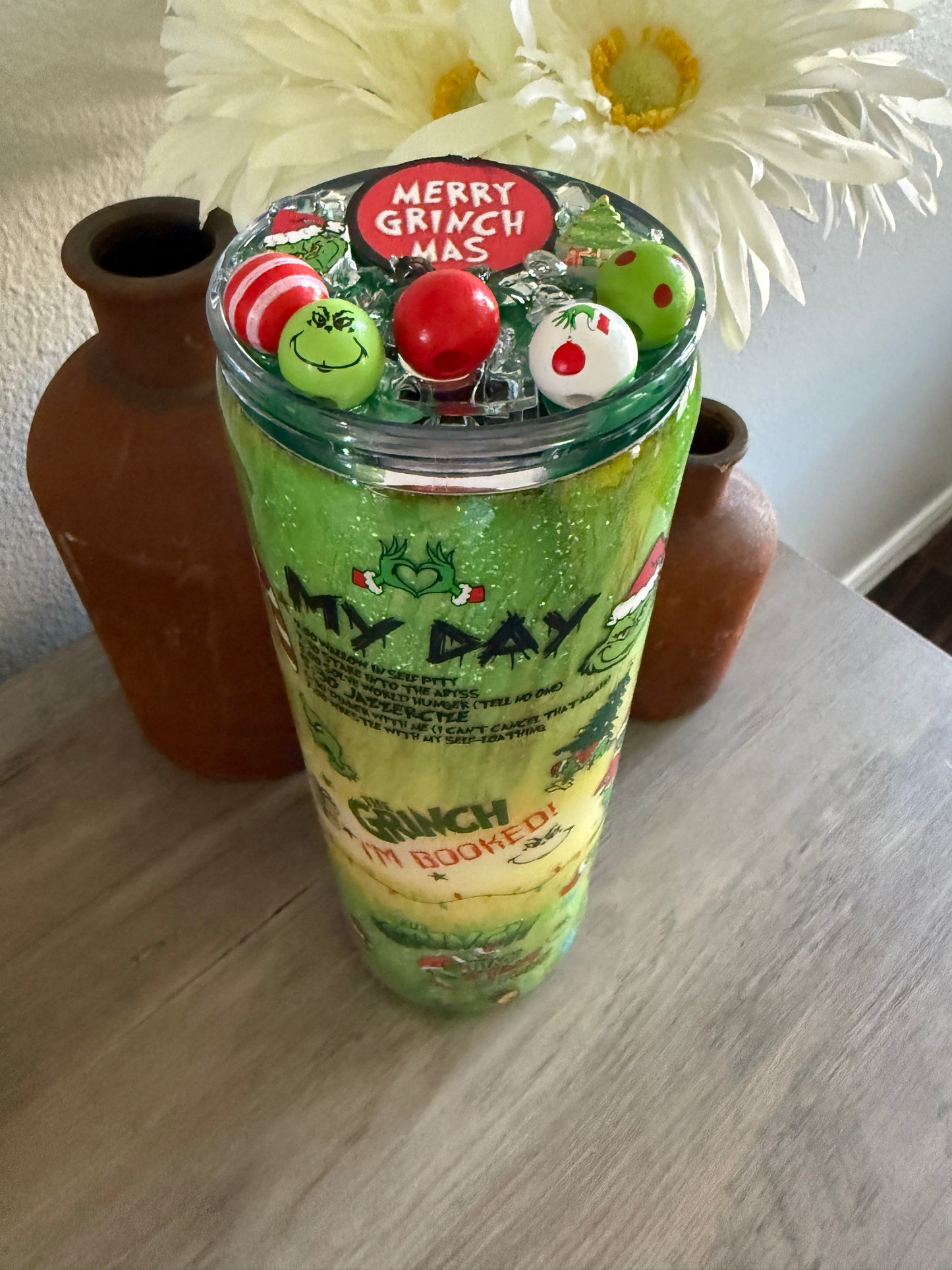 Green Guy Glitter Tumbler – Holiday Fun Edition