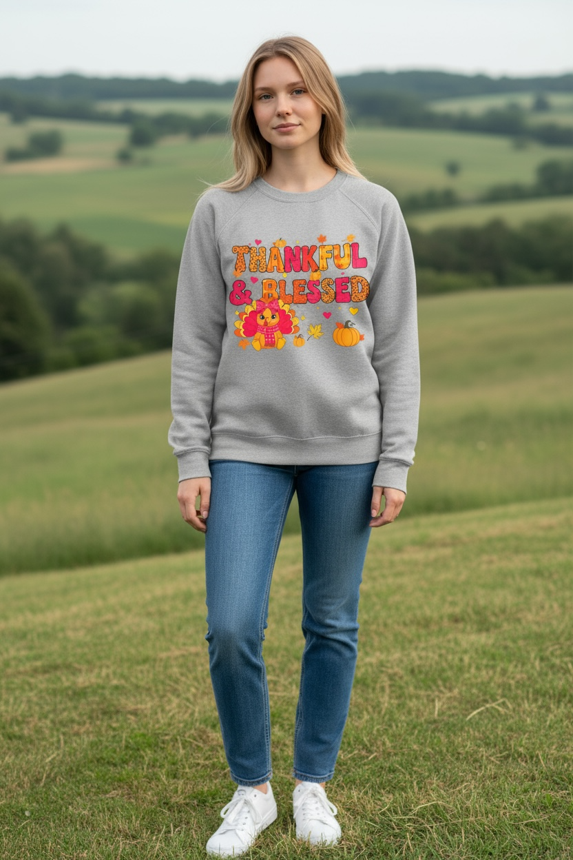 THANKFUL & BLESSED Fall Cutie Turkey Tee