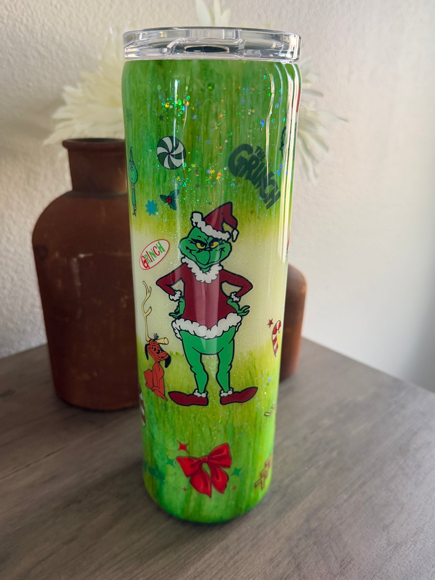 Green Guy Glitter Tumbler – Holiday Fun Edition