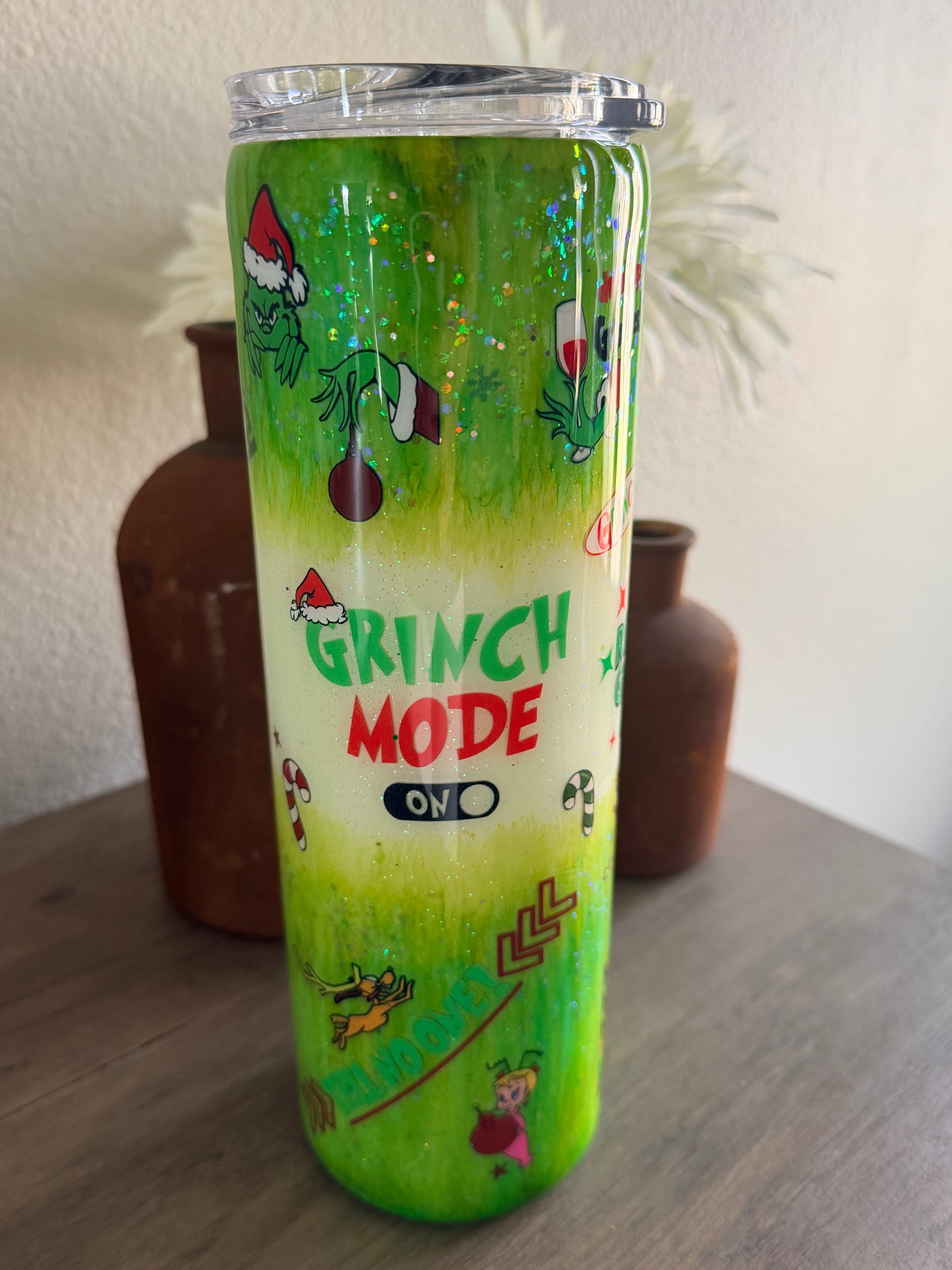 Green Guy Glitter Tumbler – Holiday Fun Edition
