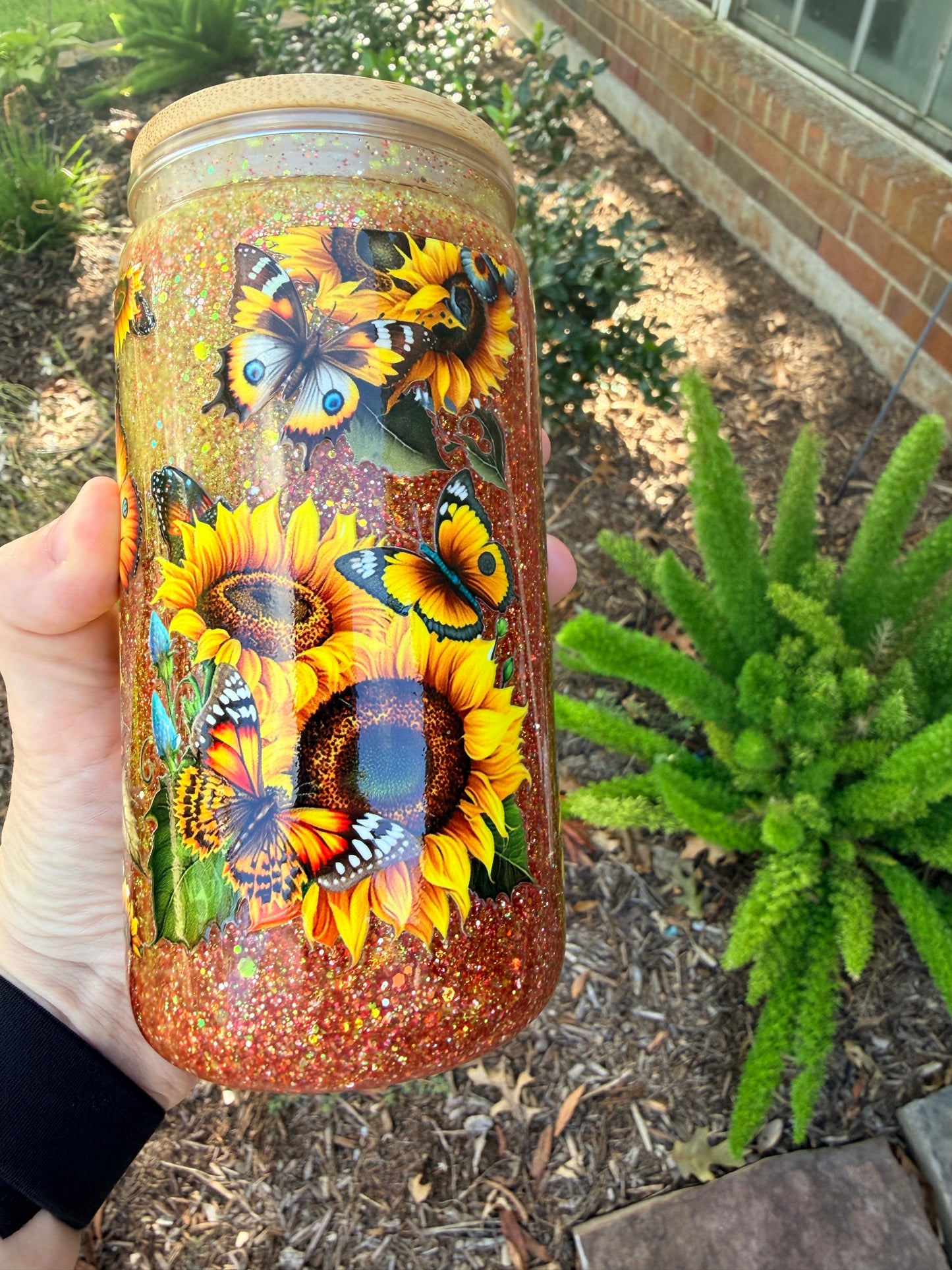 Sunflower Globe Glitter Cup