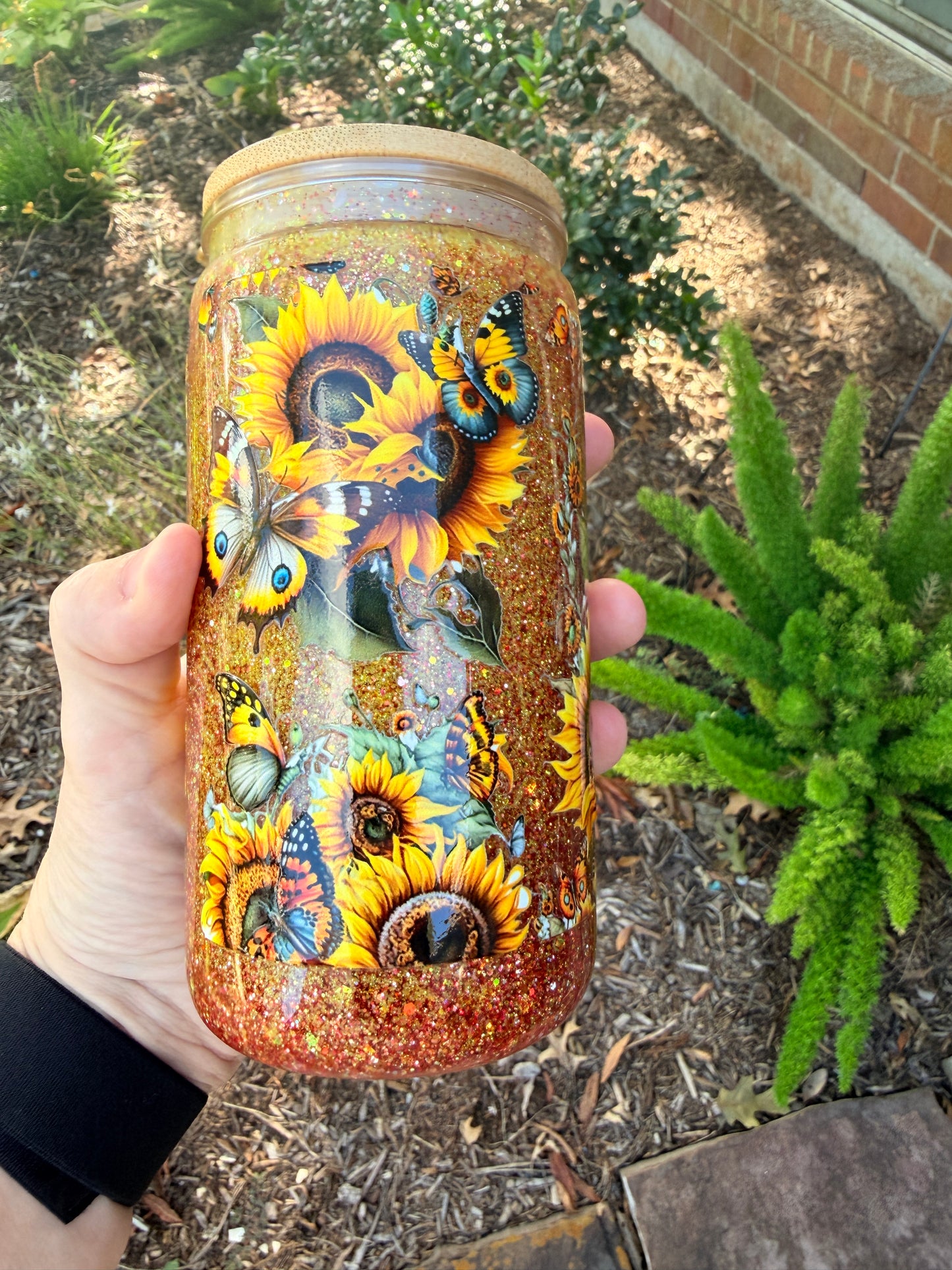 Sunflower Globe Glitter Cup