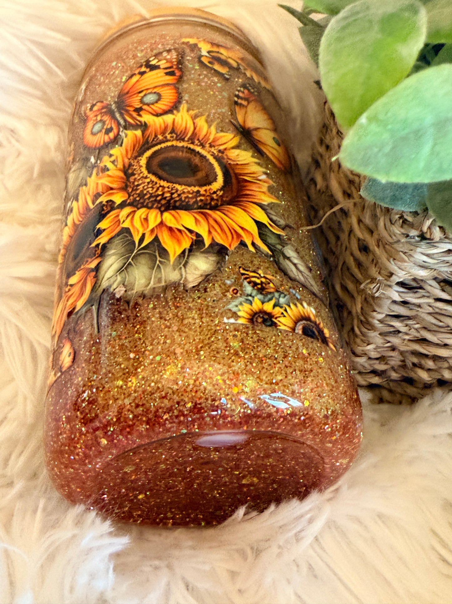 Sunflower Globe Glitter Cup