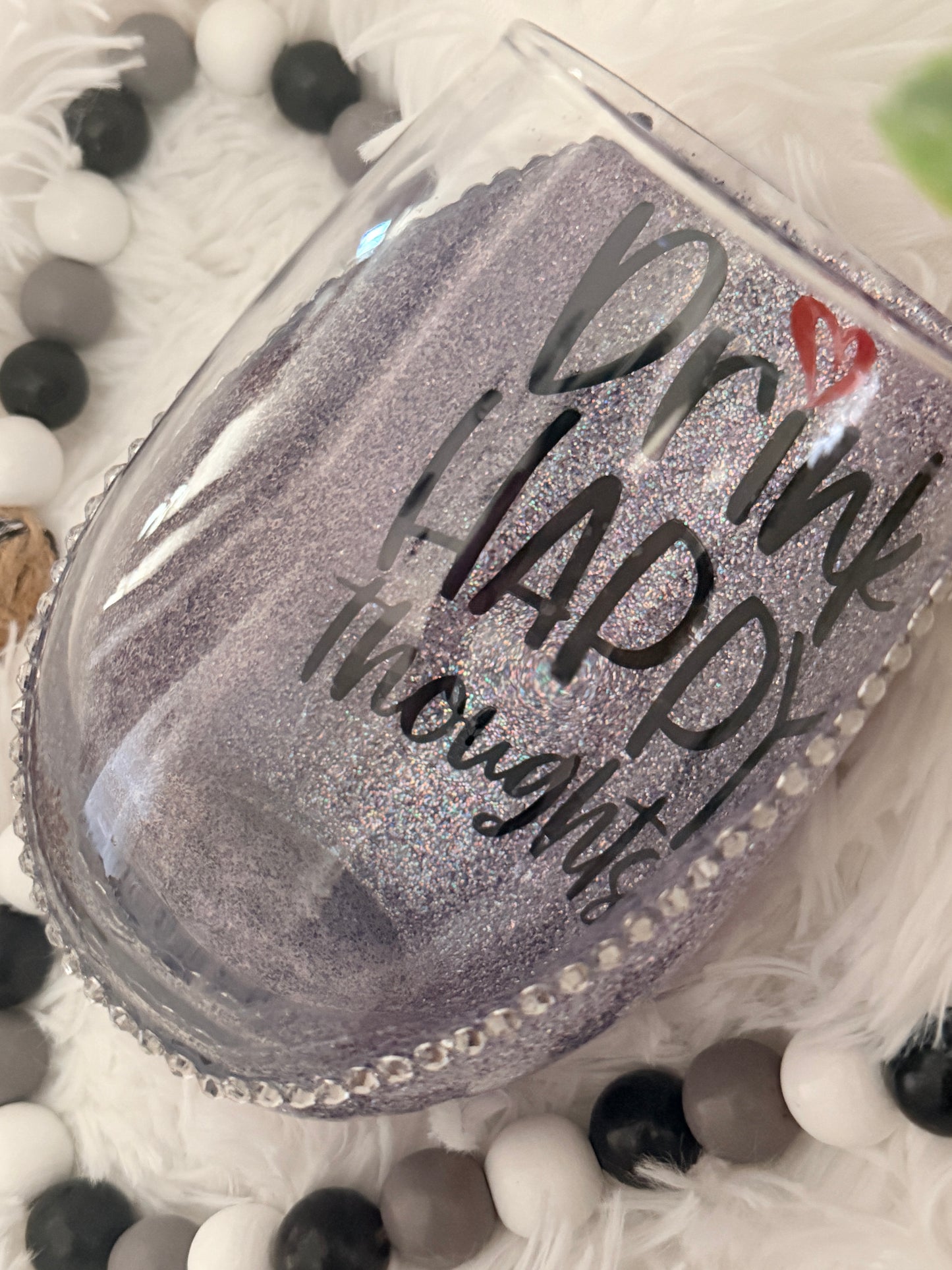 Drink Happy Thoughts - Stemless Wine Glass