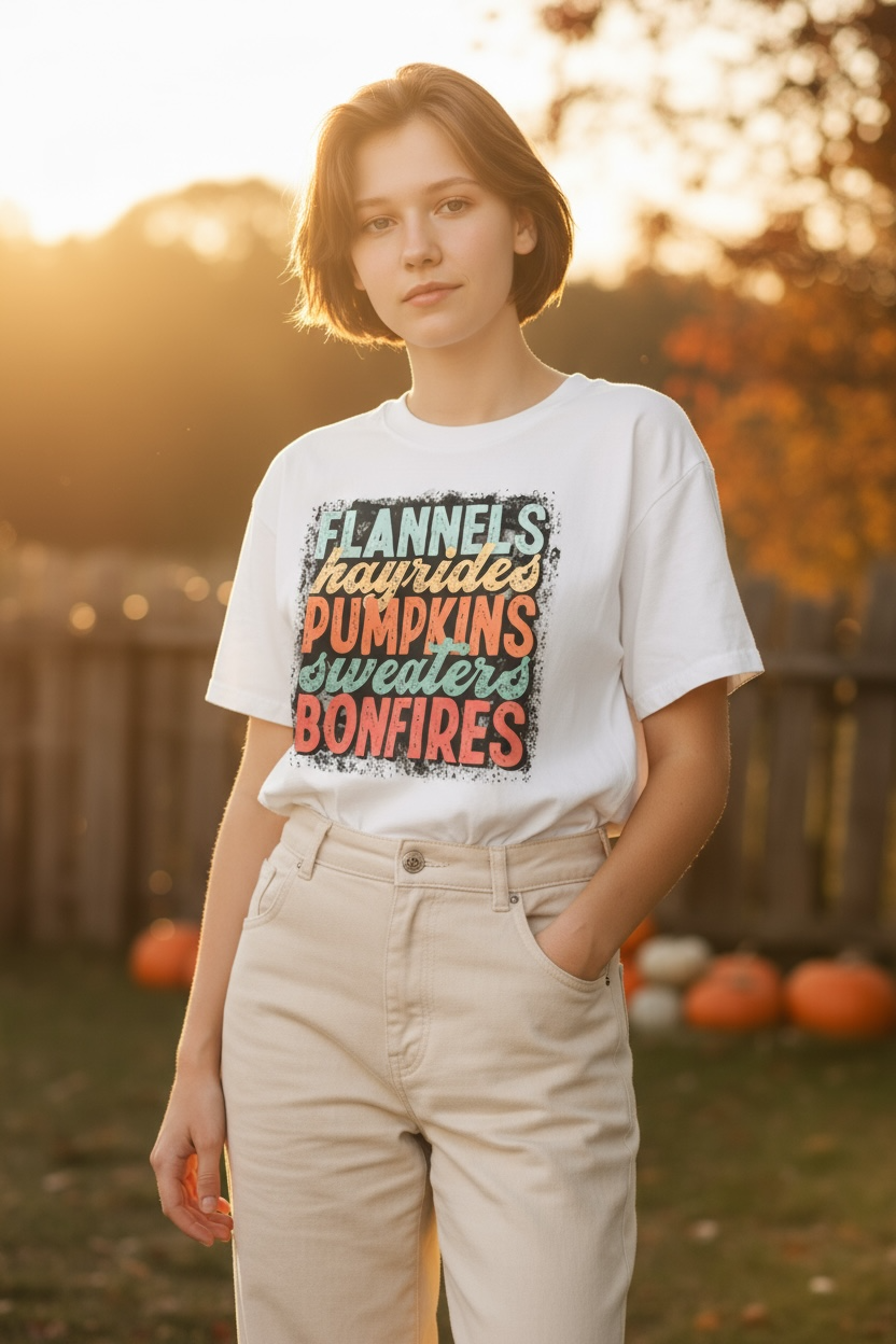 FLANNELS • HAYRIDES • PUMPKINS • SWEATERS • BONFIRES Tee