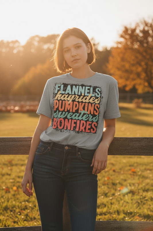 FLANNELS • HAYRIDES • PUMPKINS • SWEATERS • BONFIRES Tee